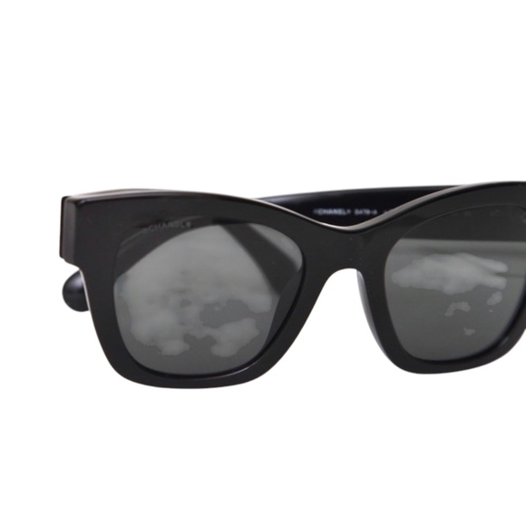 CHANEL Sunglasses Black Heart Square Gold Acetate Enamel Eyeglasses 5478-A 501S4 - Picture 5 of 10